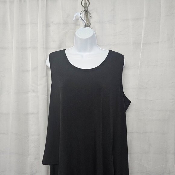 Tribal Black Sleeveless Midi Dress Layered Goth Minimalist XL - Picture 2 of 12